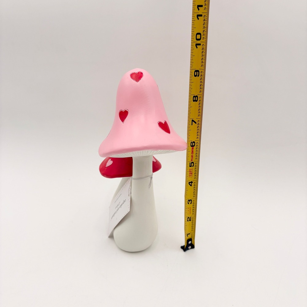 Cupcakes and Cashmere Pink Red Heart Valentine Mushroom Decor Figurine - Picture 6 of 7